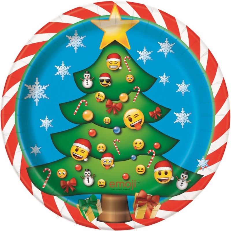 Emoji Icon Xmas Christmas Party Cake Dessert Plates Pack of 8