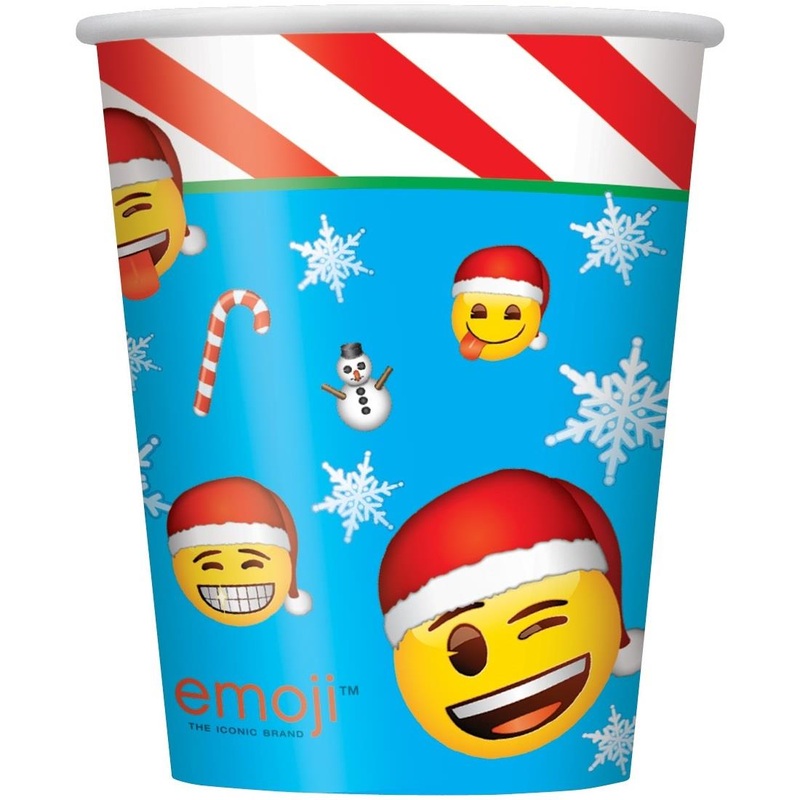 Emoji Icon Xmas Christmas Party Cups Pack of 8