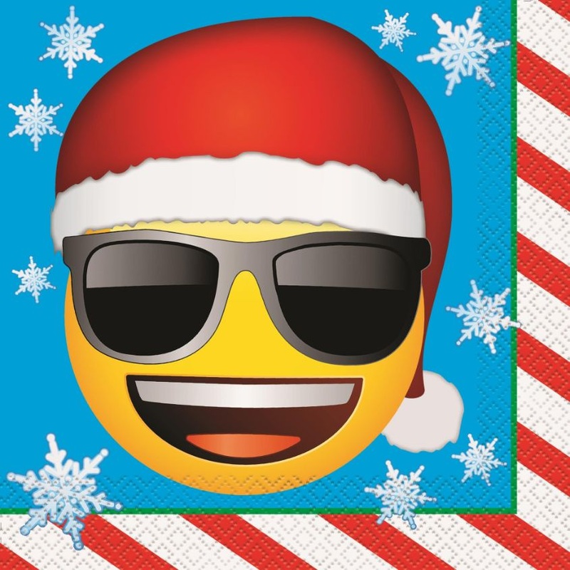 Emoji Icon Xmas Christmas Party Napkins Pack of 16