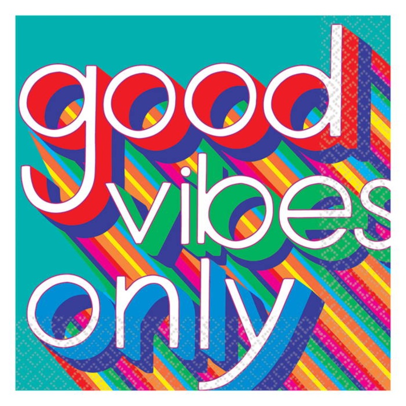 Good Vibes | Retro Party Napkins | Serviettes Pack of 16