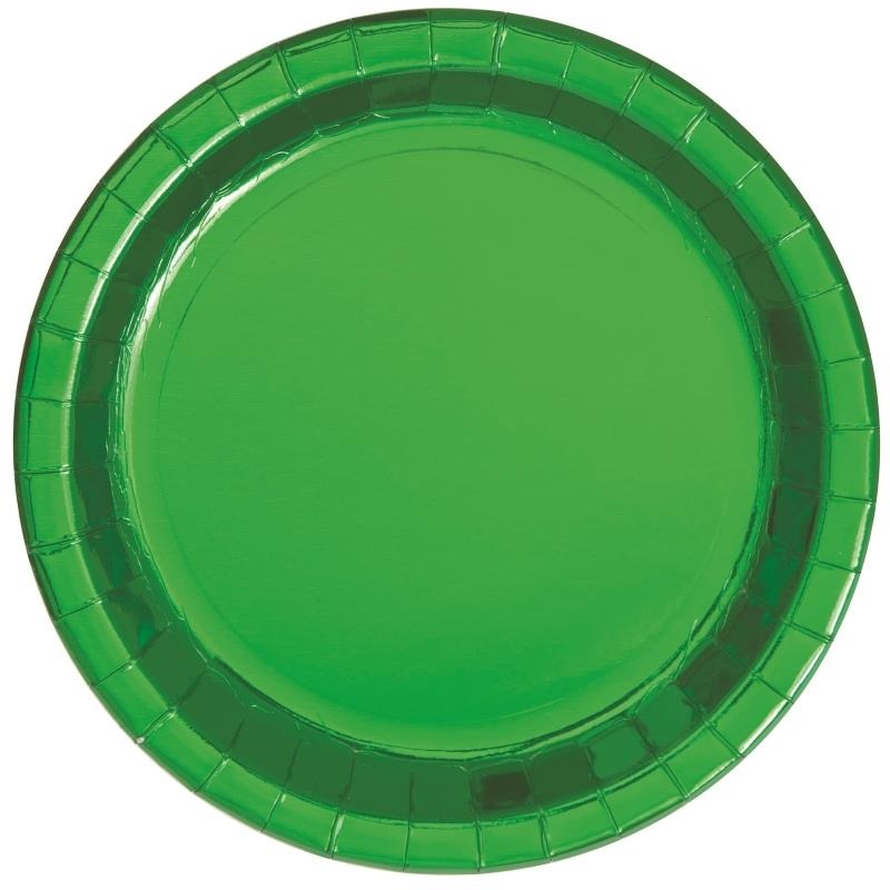 Green Foil Party Cake Plates Pack of 8
