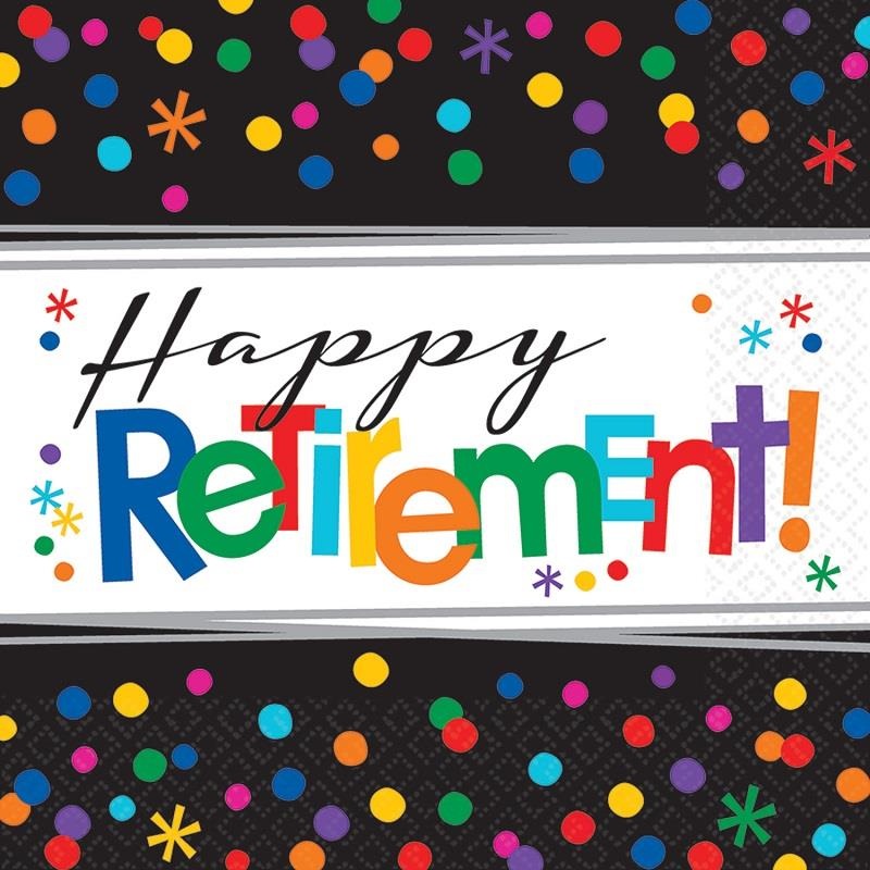 Happy Retirement Napkins Colourful Pack of 16