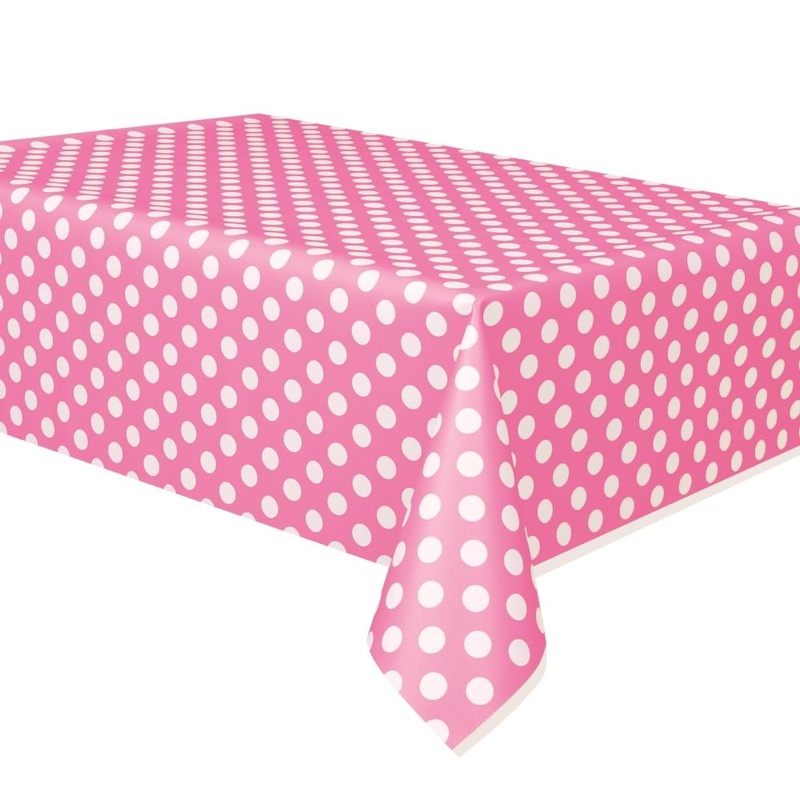 Hot Pink Tablecloth - Polka Dot