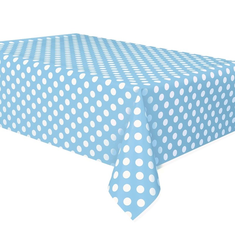 Light Blue and White Polka Dot Tablecloth