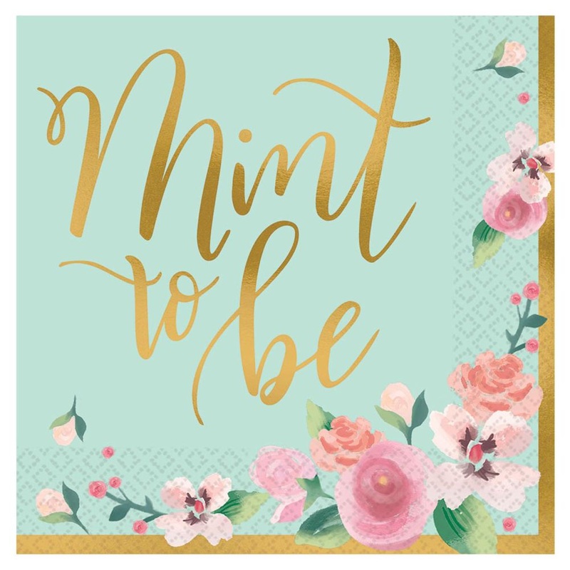 Mint To Be Hen Party & Engagement Beverage Napkins | Serviettes Pack of 16
