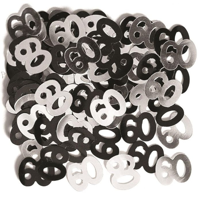 60th Table Confetti - Black Glitz