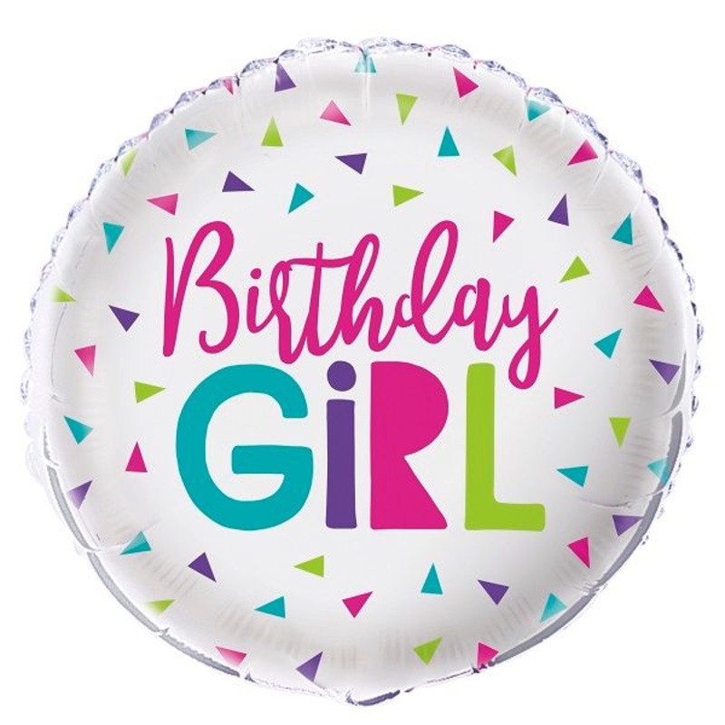 Birthday Girl Confetti 18 Inch Foil Balloon