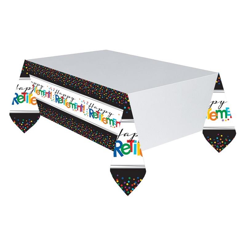 Happy Retirement Confetti Dots Party Tablecover | Tablecloth - Buy Online