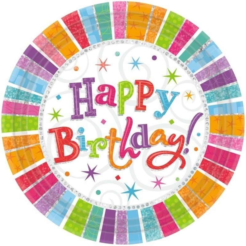 Radiant Happy Birthday Party Plates Pack of 8