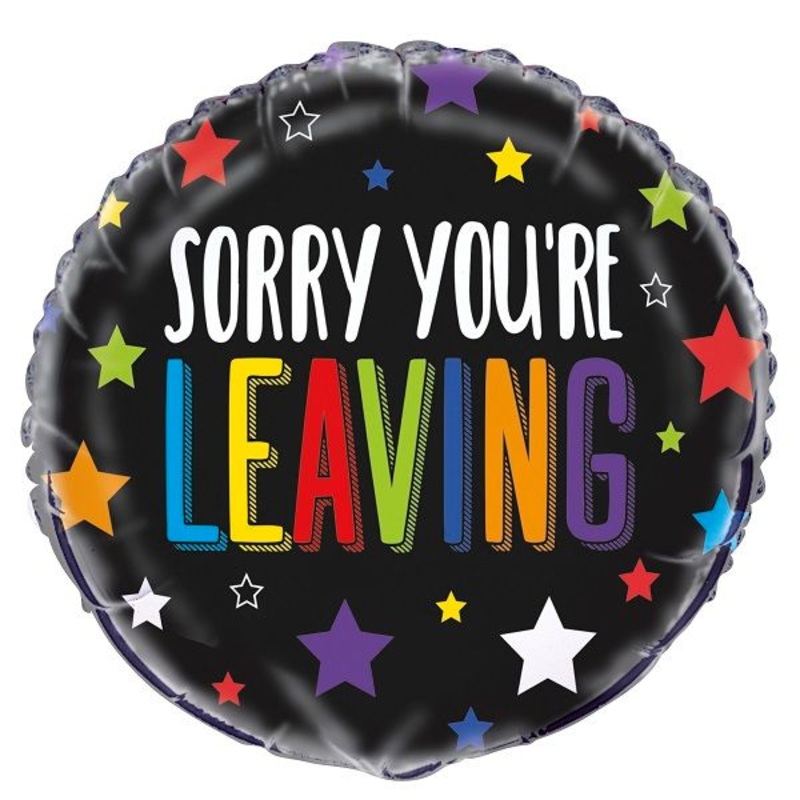 Sorry Youre Leaving Colourful Stars 18 Inch Foil Balloon