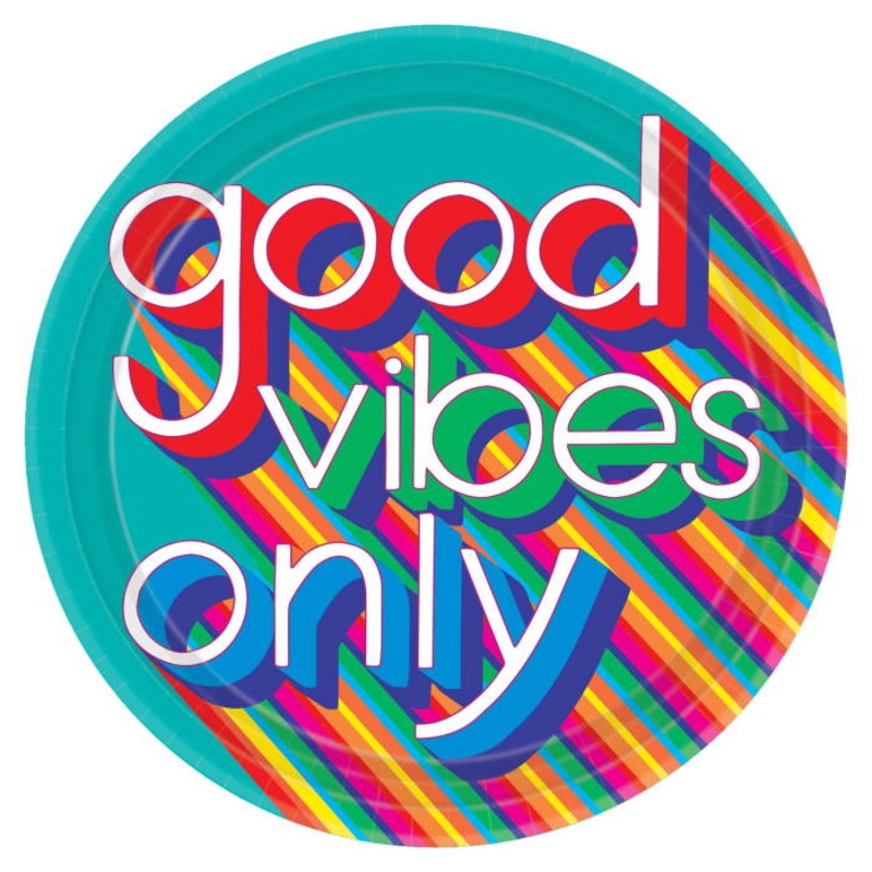 Good Vibes | Retro Party 27cm Plates Pack of 8