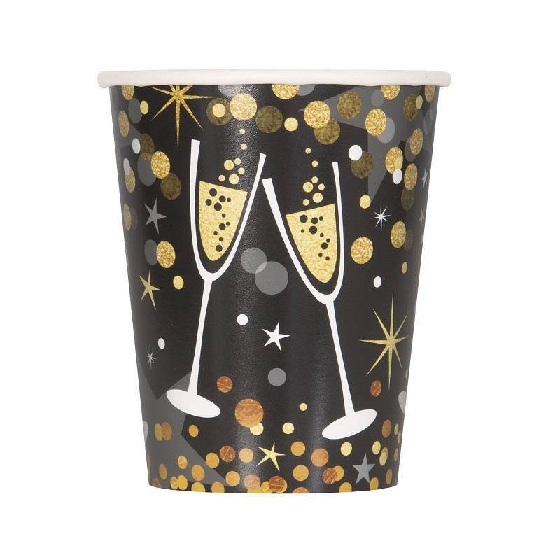 Happy New Year Glittering Party Cups Pack of 8