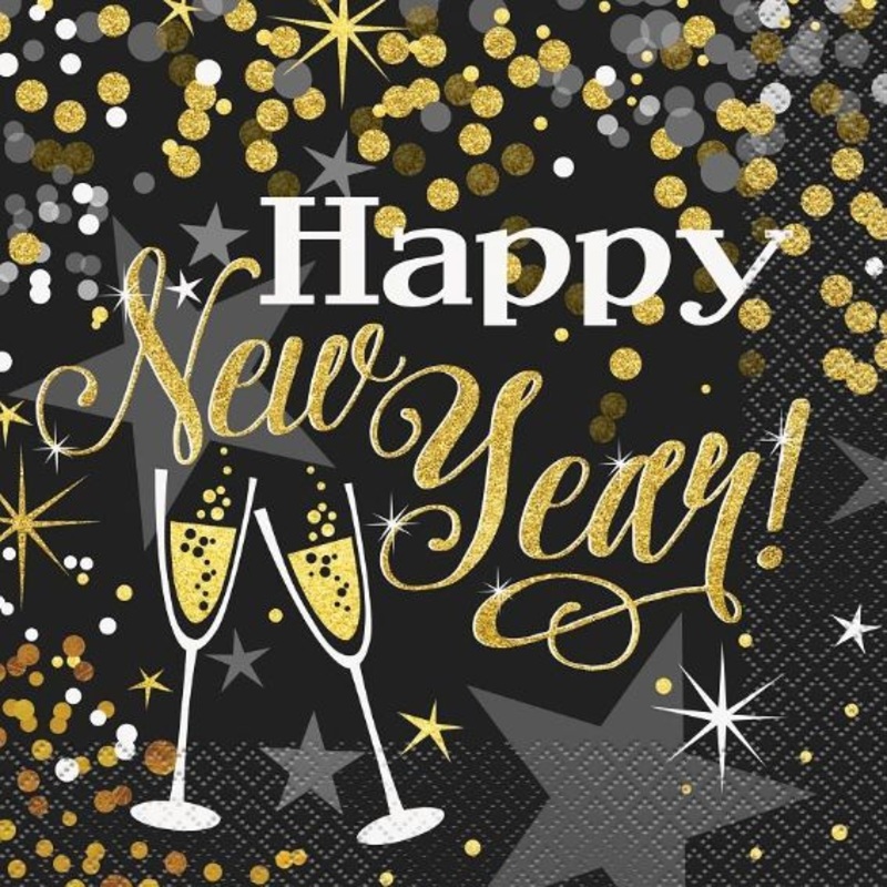 Happy New Year Napkins Glittering Pack of 16