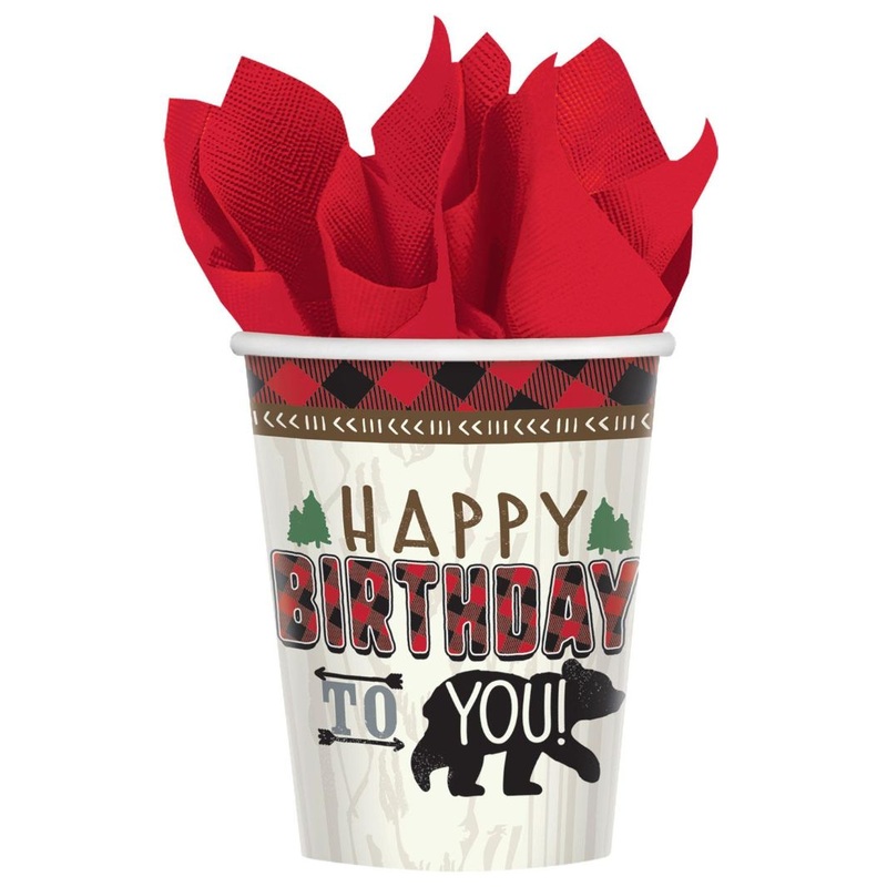 Little Lumberjack Bear Party Cups Pack of 8