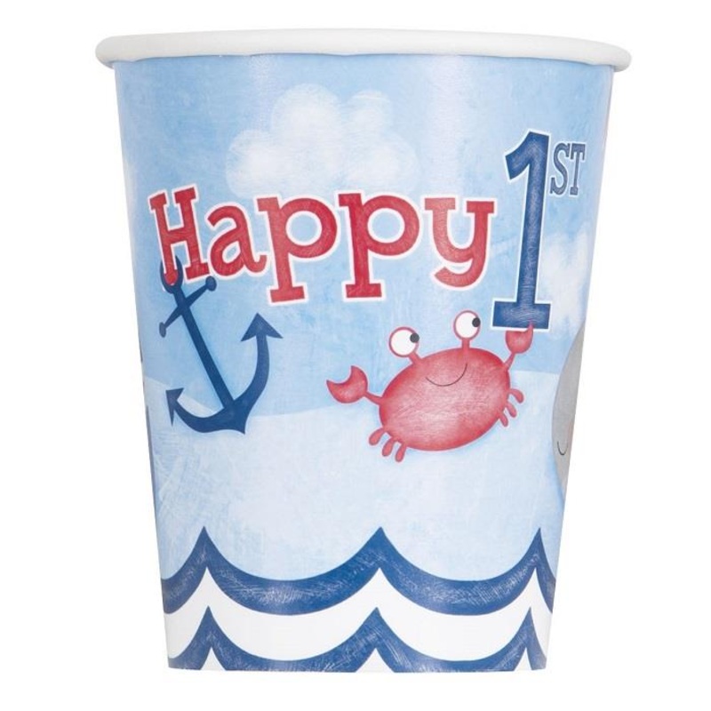 Nautical 1st Birthday Cups (Paper) Pack of 8