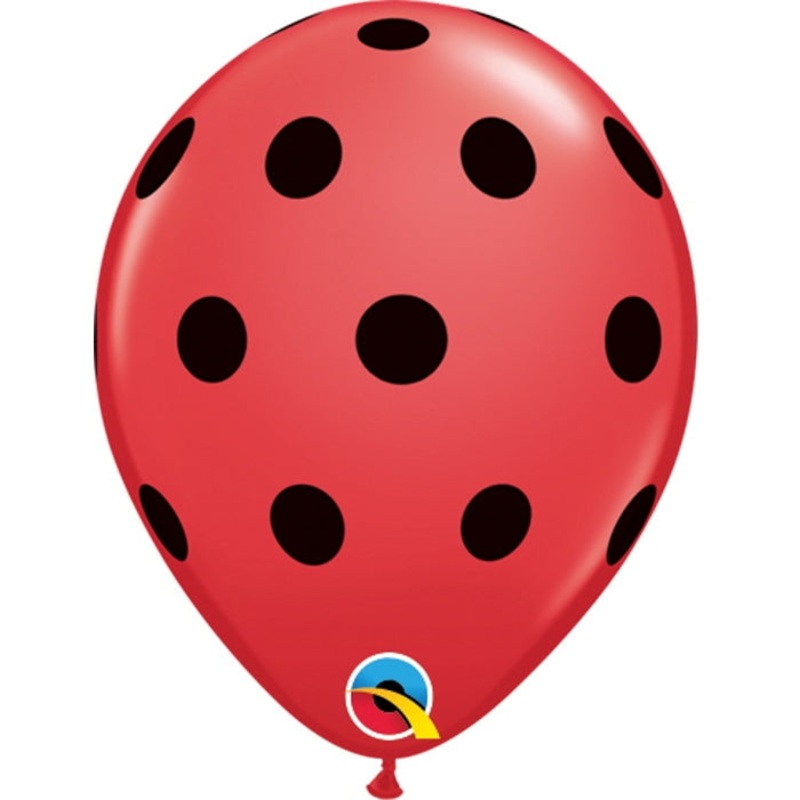 Small Red and Black Polka Dot Latex Balloons