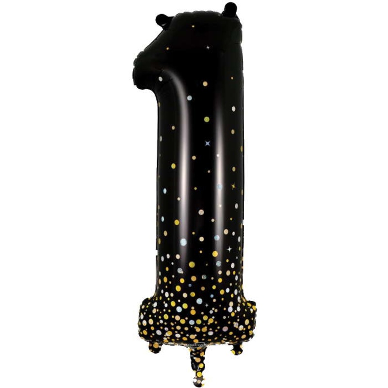 Black and Gold Number 1 Balloon