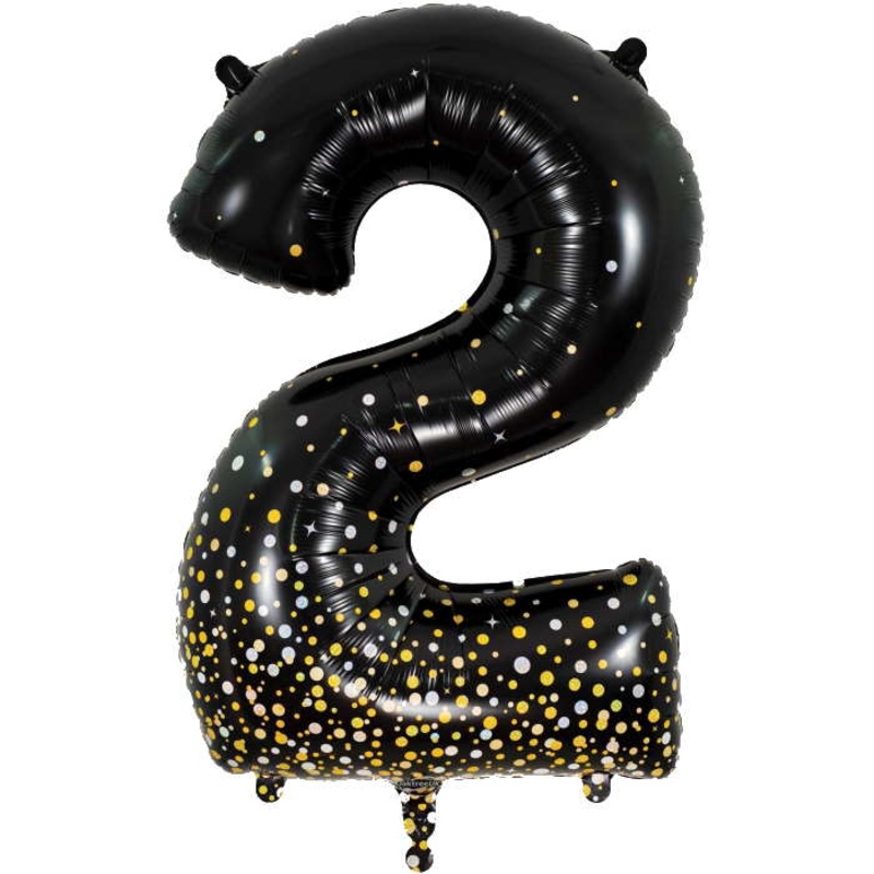 Black and Gold Number 2 Balloon