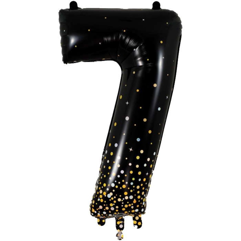 Black and Gold Number 7 Balloon