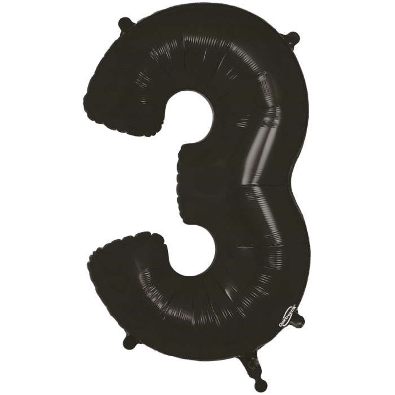 Black Number 3 Balloon