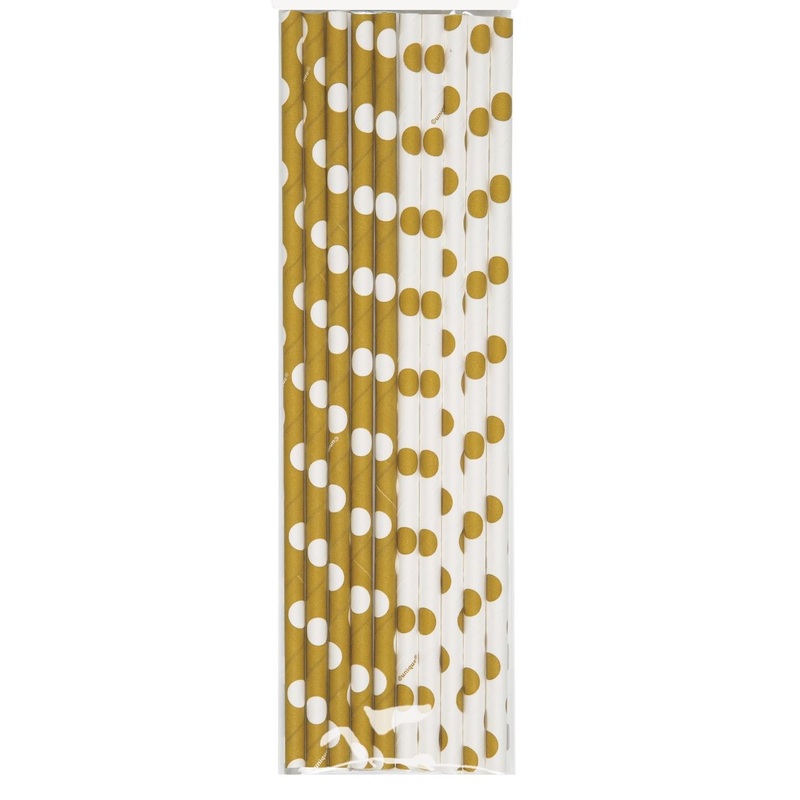 Gold Polka Dot Party Drinking Straws Pack of 10
