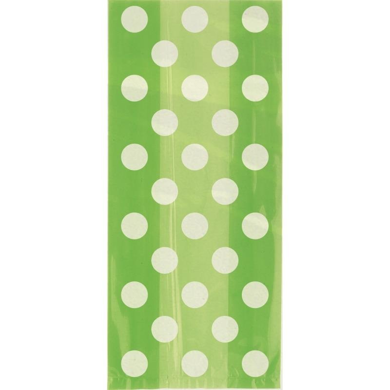 Lime Green Polka Dot Party Cello Loot Favour Bags Pack of 20