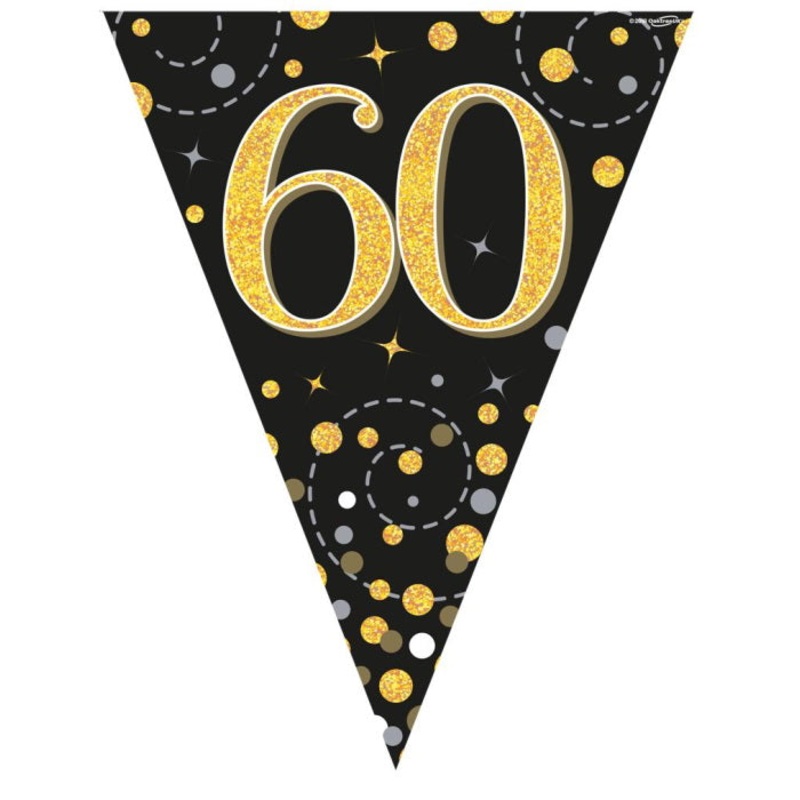 Bunting for 60th Birthday - Black and Gold