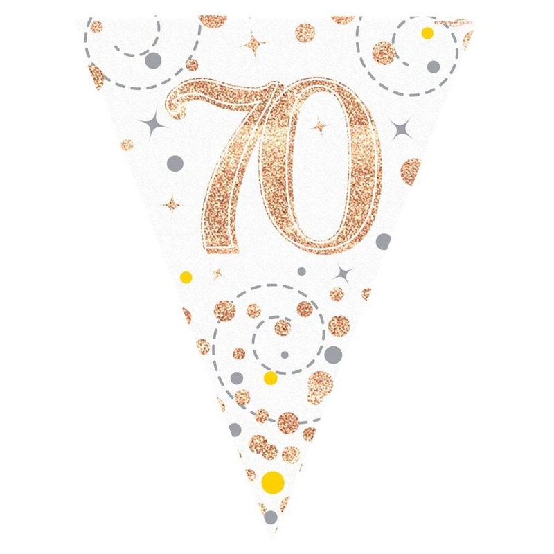 Rose Gold 70th Birthday Bunting Sparkling Fizz