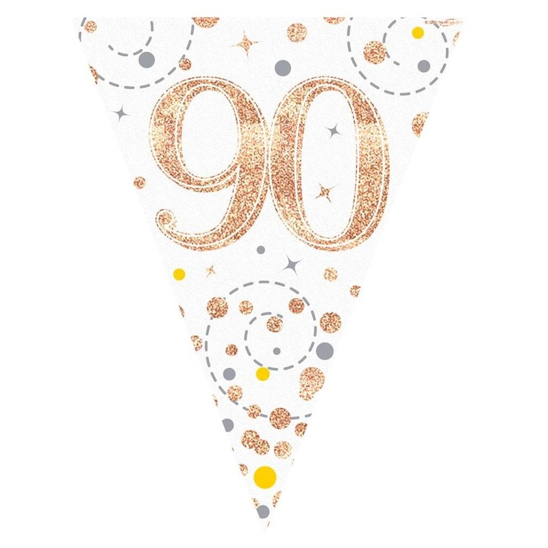 Rose Gold 90th Bunting Birthday Decoration