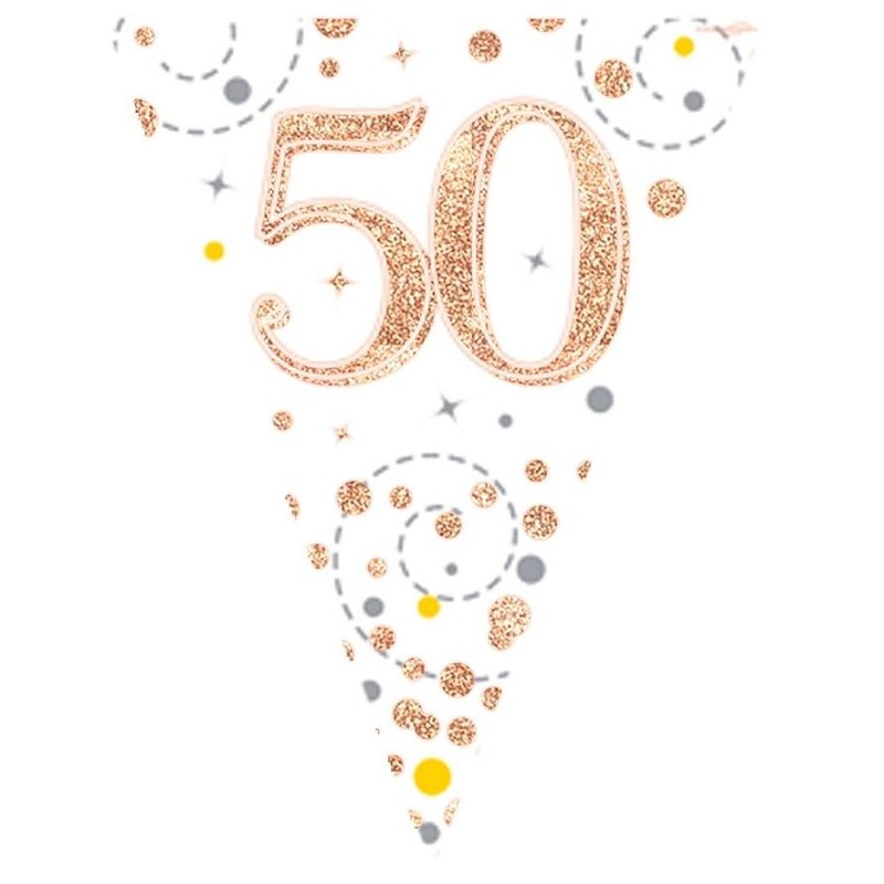 Rose Gold Bunting 50th Birthday Sparkling Fizz