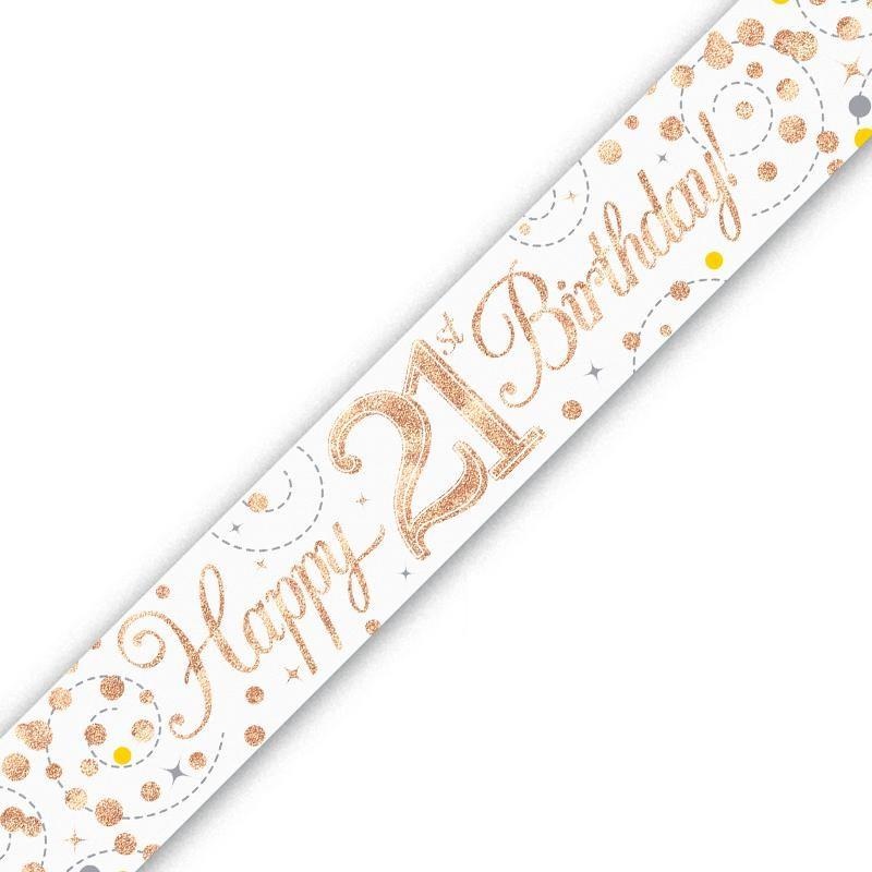 Rose Gold Confetti Happy 21st Birthday Foil Banner | Decoration - Buy Online