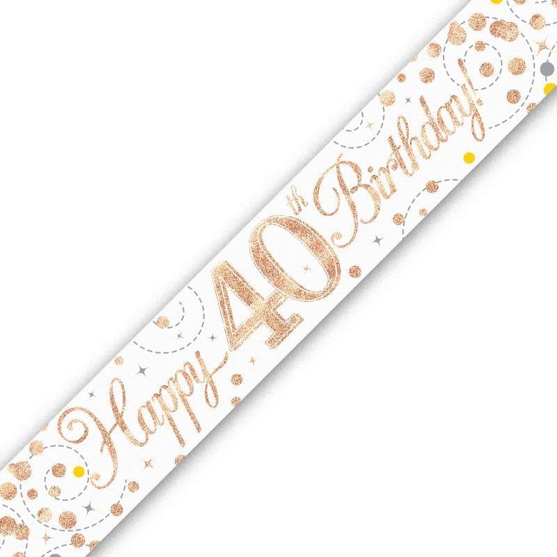 Rose Gold Confetti Happy 40th Birthday Foil Banner | Decoration - Buy Online