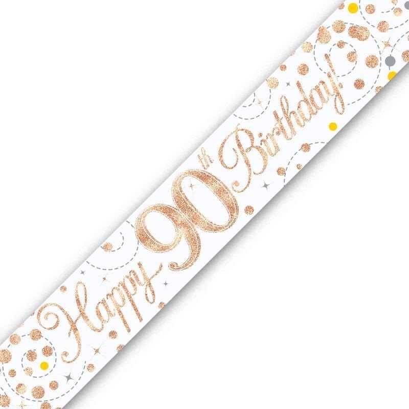 Rose Gold Confetti Happy 90th Birthday Foil Banner | Decoration - Buy Online