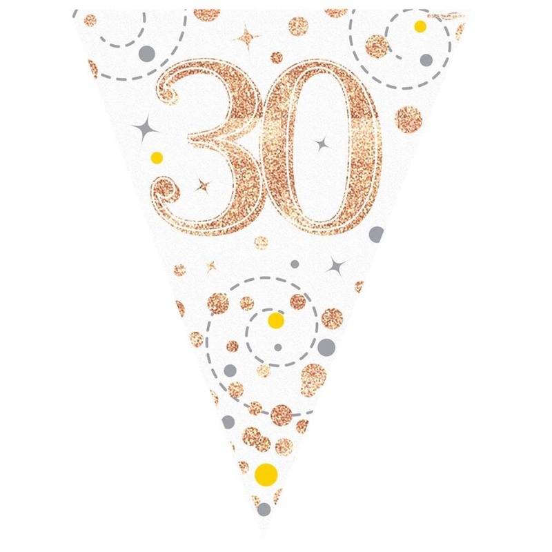 Rose Gold Fizz 30th Birthday Bunting