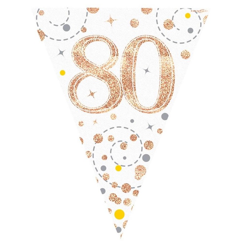 Rose Gold Fizz 80th Birthday Bunting