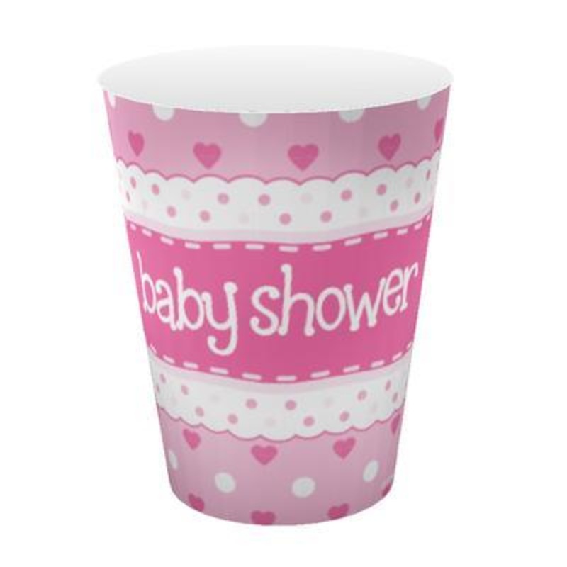 Pink Baby Shower Cups Pack of 8