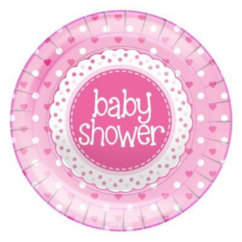 Pink Baby Shower Plates Pack of 8