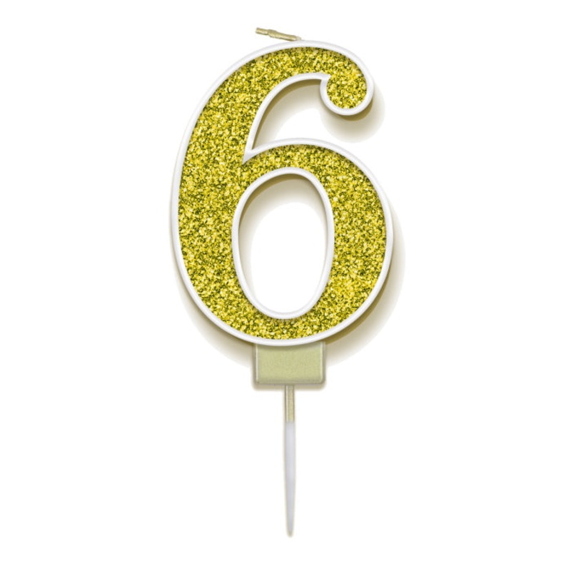 Gold 6 Candle - Sparkling