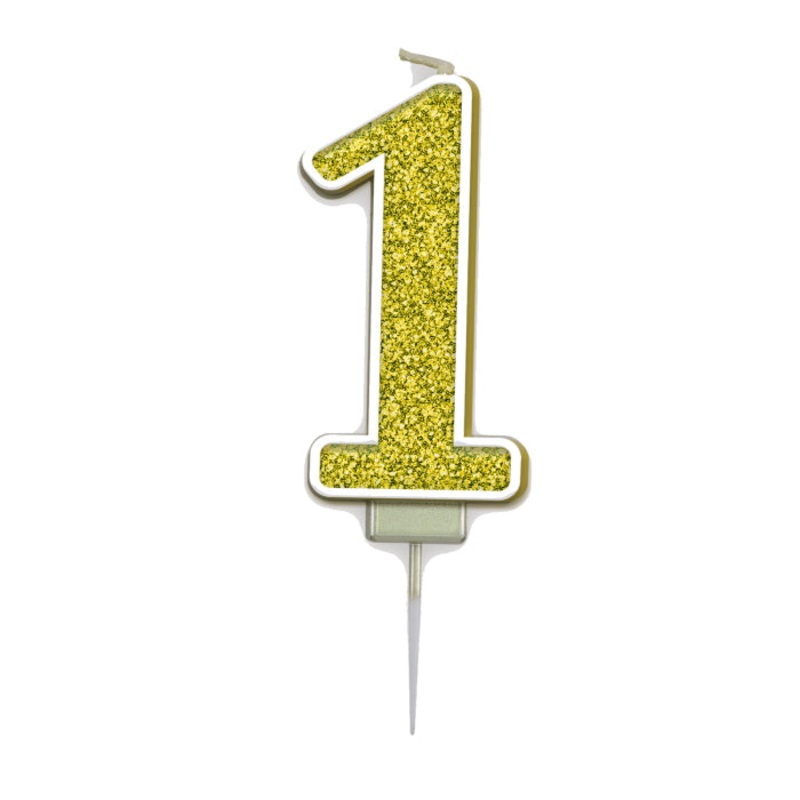 No 1 Candle - Gold Sparkling