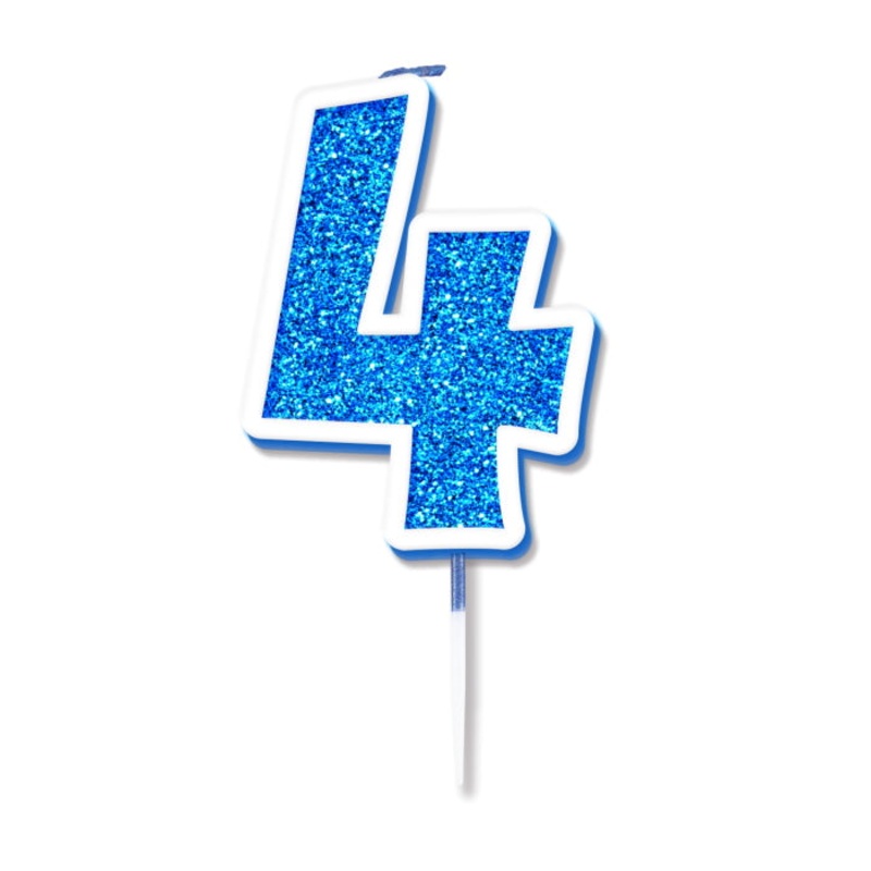 No 4 Candle - Blue Sparkling
