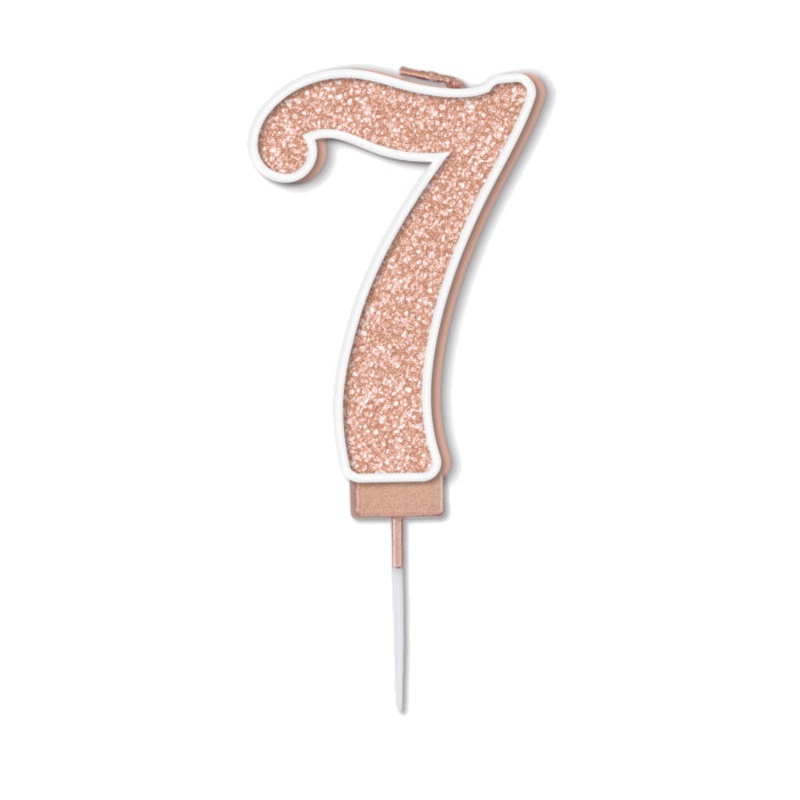 Number 7 Candle - Rose Gold Sparkling