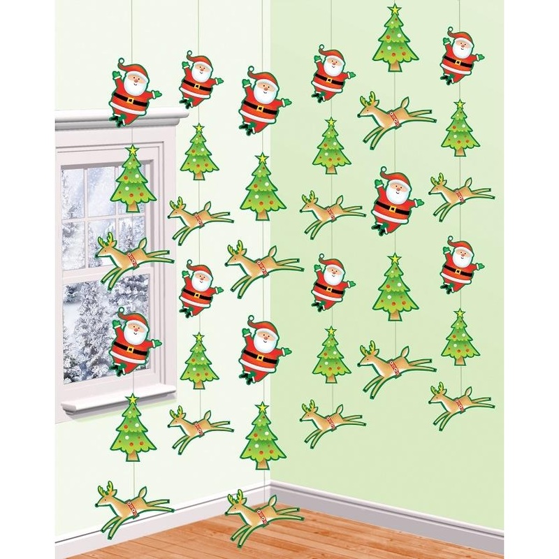 Christmas Decoration String - Deer Santa Tree Pack of 6
