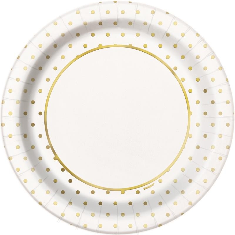 Elegant Gold Dot Paper Plates Pack of 8