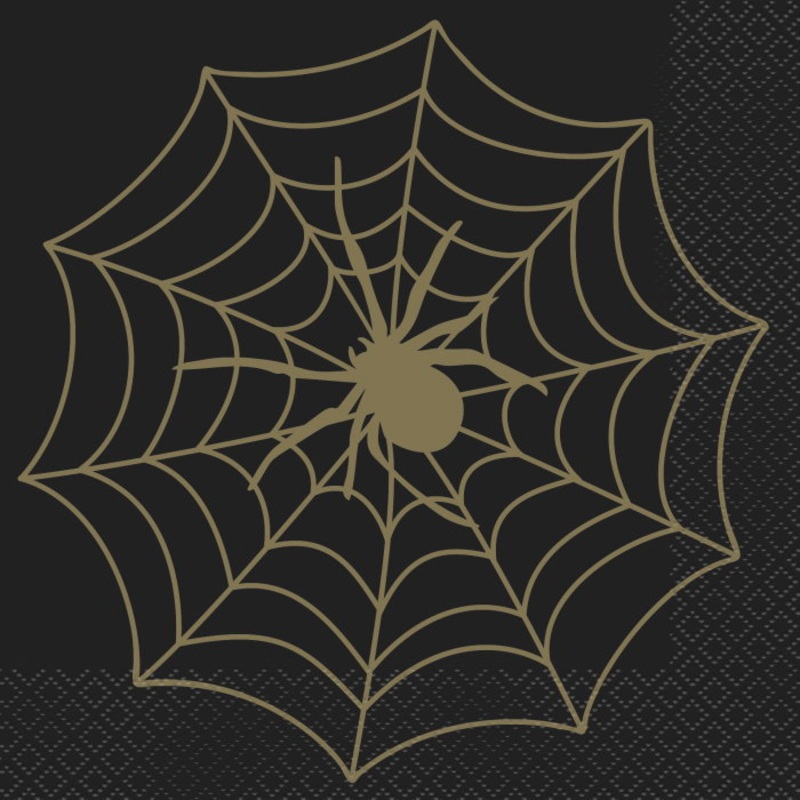Halloween Gold Spider Web Napkins Pack of 16