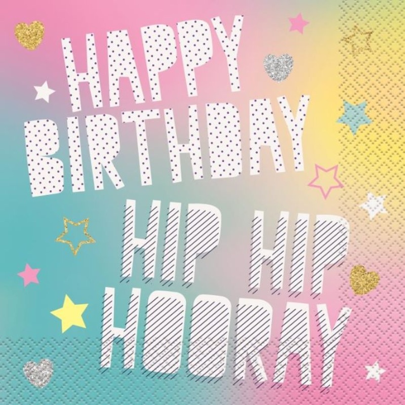 Rainbow Unicorn Happy Birthday Napkins Pack of 16