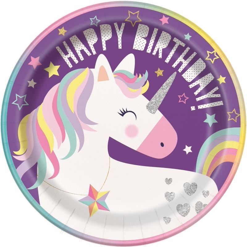 Rainbow Unicorn Party Plates Pack of 8