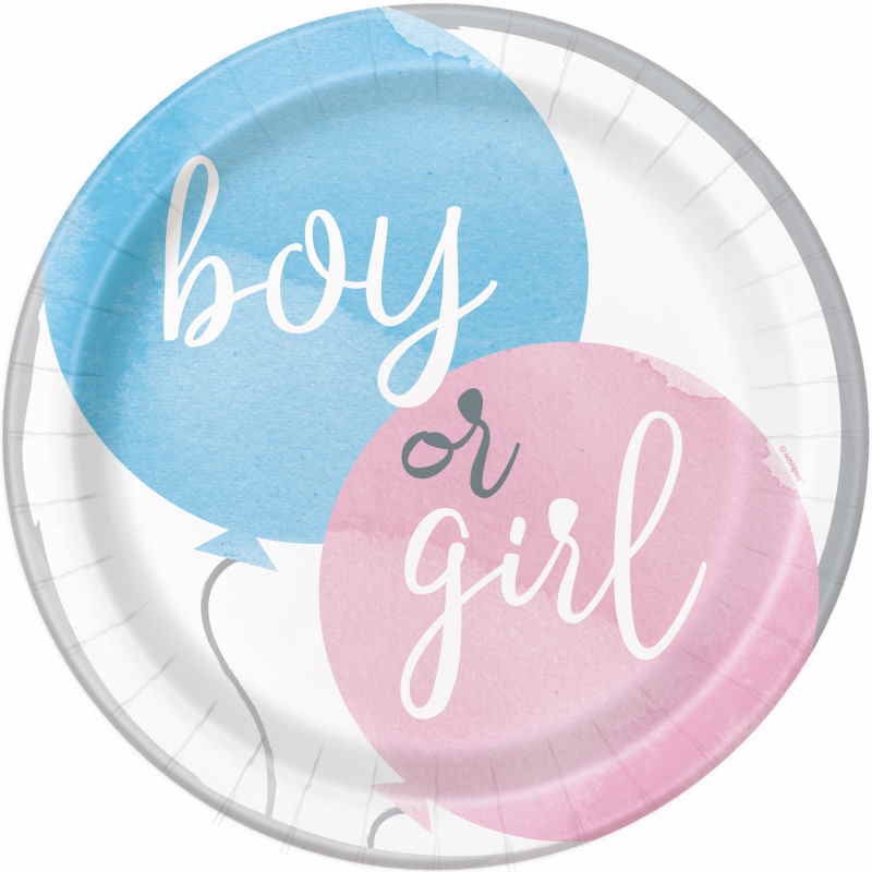 Gender Reveal Plates - Boy or Girl Pack of 8