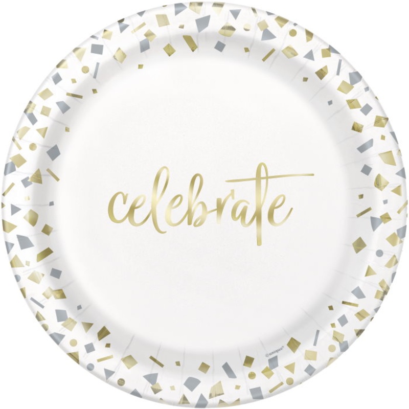 Gold Confetti | Celebrate Party 23cm Plates Pack of 10