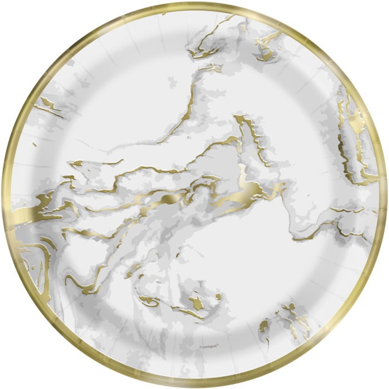 Gold | Marble Party Cake Plates Pack of 10