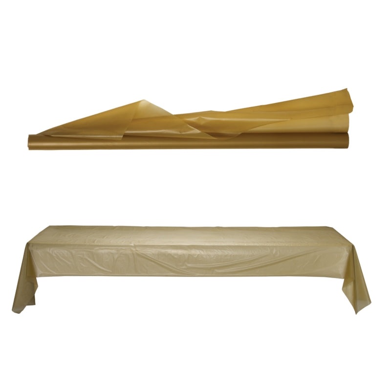 Gold Plastic Party Tablecover Runner | Roll - Buy Online